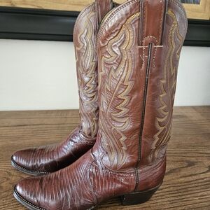 Justin Boots Dark Brown Leather Cowboy Boots